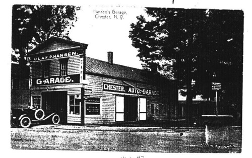 Hansen's Garage at the corner of Academy Ave & Main St. Replaced in 1916 by Murray's Garage. chs-001047